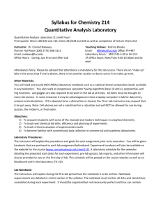 CHEM 214: Quantitative Analysis Laboratory