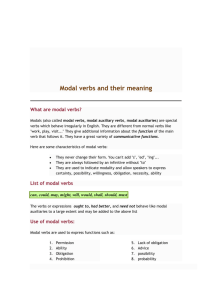 Modal verbs and their meaning