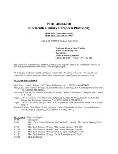 PHIL 4070/6070 Nineteenth Century European Philosophy