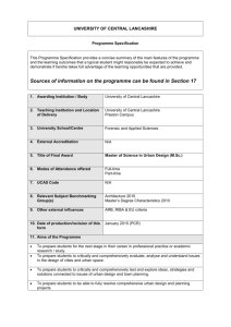 MSc Urban Design (Jan 2015) - University of Central Lancashire