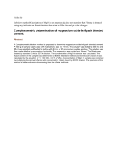 Complexometric determination of magnesium oxide in flyash