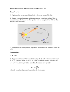 Derivation of Kepler`s Laws from Newton`s Laws