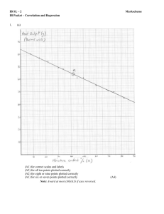 IB SL – 2 Markscheme IB Packet – Correlation and Regression 1. (a