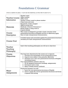 Foundations C Grammar (THIS IS A SAMPLE SYLLABUS. IT JUST