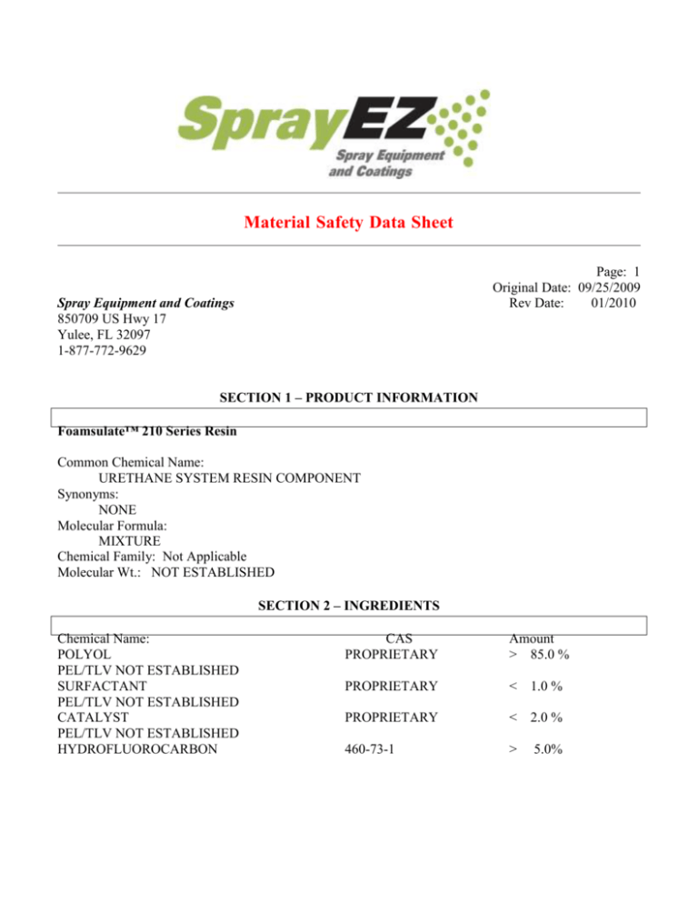 MSDS SprayEZ 2.0 Foam.rtf