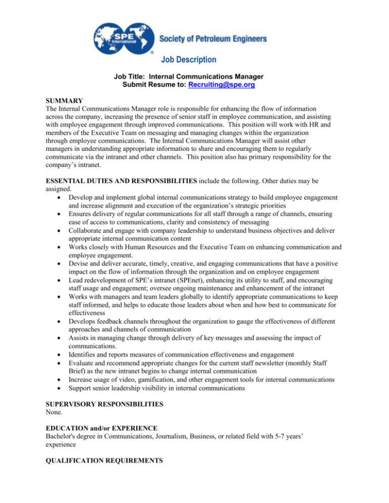 Business Communications Manager Job Description