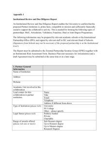 Appendix 1 Institutional Review and Due Diligence Report An