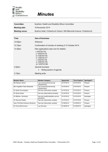 Minutes - Health and Disability Ethics Committees