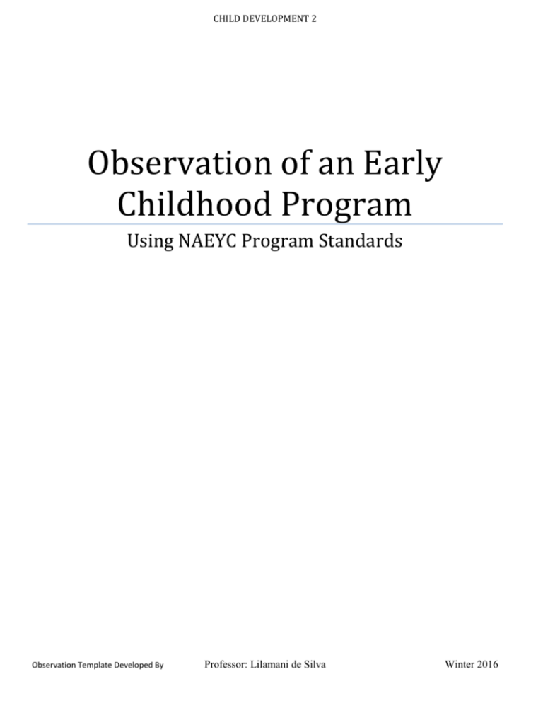 Observation of an Early Childhood Program