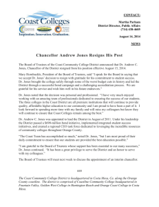 Chancellor Andrew Jones Resigns - Coast Community College District