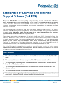 Scholarship of Learning and Teaching Support Scheme (SoLTSS)