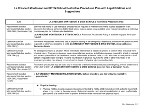 La Crescent Montessori and STEM School Restrictive Procedures