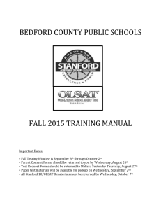 Stanford 10 and OLSAT 8 Training Manual - Fall
