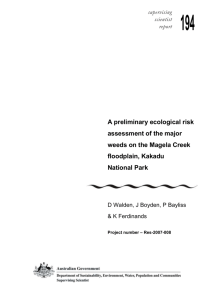 SSR194 - A preliminary ecological risk assessment of the major