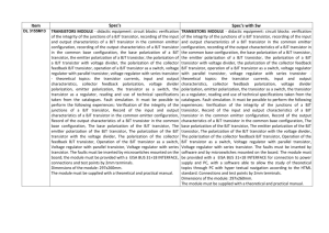 Item Spec`s Spec`s with Sw DL 3155M13 TRANSISTORS MODULE