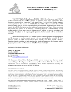 HHS news release Ascot - HI HO SILVER RESOURCES INC.