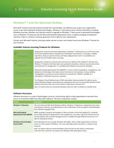 Windows 7 Volume Licensing Quick Reference Guide