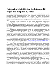 Categorical eligibility for food stamps: It`s origin and adoption by states