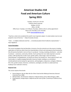 Food and American Culture - Department of American Studies