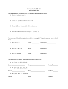 Pre-Calculus Test 2.6 – 3.4 Non-calculator page Find the equation