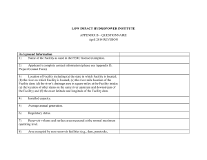 Appendix B – LIHI Questionnaire - Low Impact Hydropower Institute