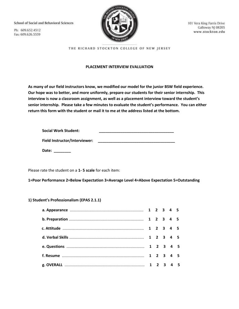 Placement Interview Evaluation