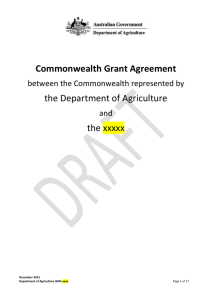 Draft grant agreement - Department of Agriculture