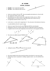 M1 Vectors Lesson Notes