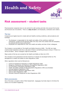 Risk Assessment - Student Tasks - ABPI