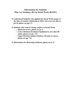 Info for Students seeking a BA in Social Work