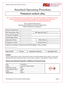 Potassium sodium alloys, liquid