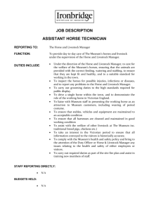 Job Description ASSISTANT horse technician