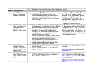 2011-2012 MCUL & Affiliates Federal and State Legislative Agenda