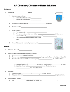 AP Chemistry Chapter 10 Notes: Solutions Background Solution: a