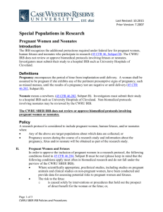 Special Populations: Pregnant Women and Neonates