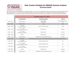New Teacher ENGAGE Schedule
