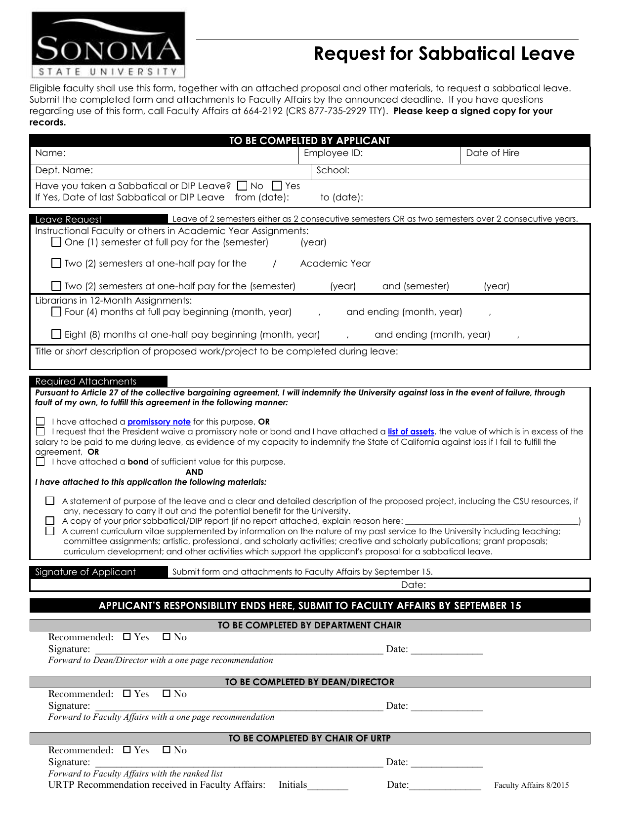 Request For Sabbatical Leave Application Form