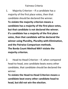 To violate the majority criterion means a candidate has a majority of