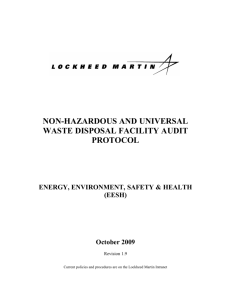 Non-Hazardous - Disposal Facility Audit Protocol