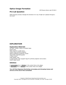 Optics-Image Formation - Student Worksheet