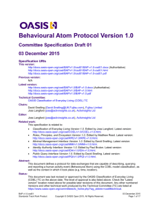 Behavioural Atom Protocol Version 1.0