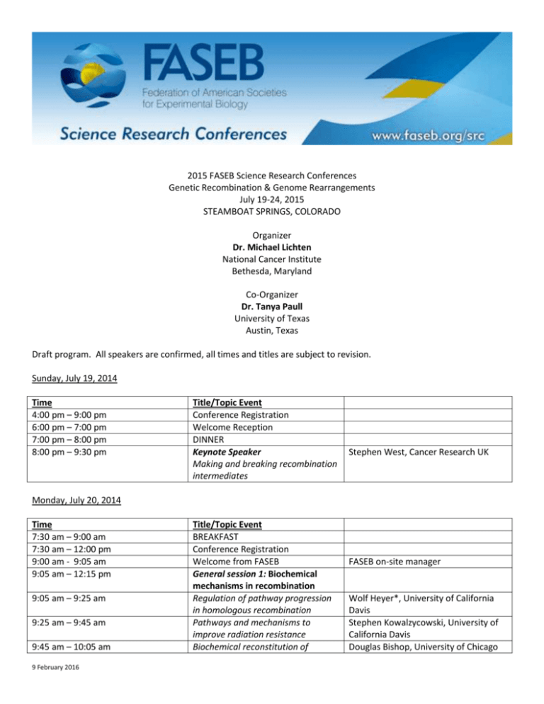 2015 FASEB Science Research Conferences