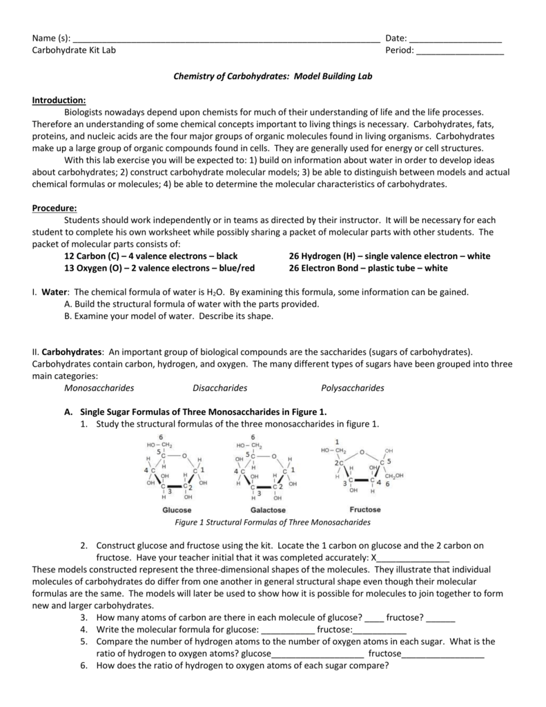 Chemical Carbohydrate Model Lab