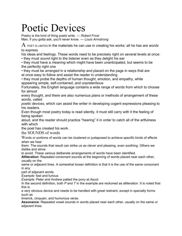 poetic devices essay pdf