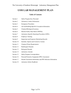 2007 USM Lab Management Plan - The University of Southern