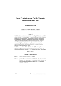 Legal Profession and Public Notaries Amendment Bill 2012