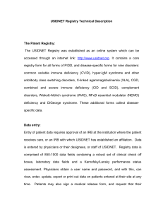 USIDNET Registry Technical Description The Patent Registry: The