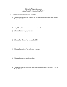 Chemical Equations and Equation Stoichiometry Review