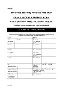 Oral Cancer Referral Form - Leeds Teaching Hospitals NHS Trust