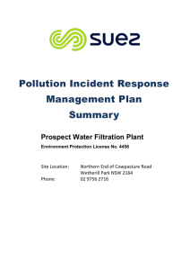 Pollution Incident Response Management Plan